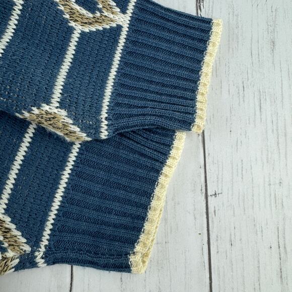 VTG Van Heusen Blue Abstract Print Acrylic Knit Sweater Size XL X-Large - Picture 10 of 13